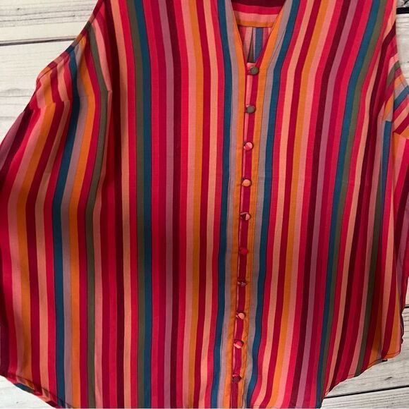 Torrid Harper Gauze Multicolor Stripe Button Down Sleeveless Top - Picture 6 of 10